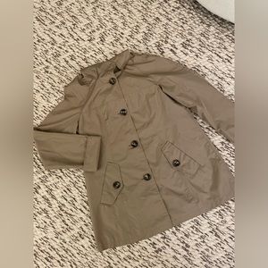 Long rain coat, Beige, water resistant, to thigh, used